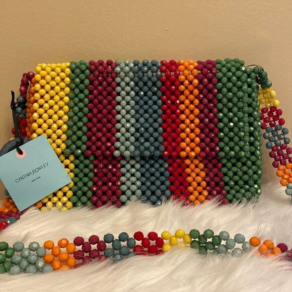 NWT Cynthia Rowley Rainbow Beaded Crossbody Retro Style 1960-70's - Rainbow - Picture 1 of 11